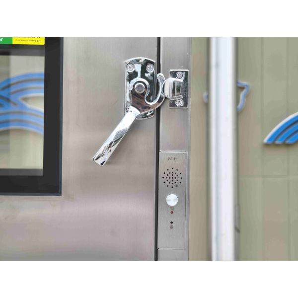 Caja de pases de tres capas mecánicamente interconectadas con esterilización UV ultra segura