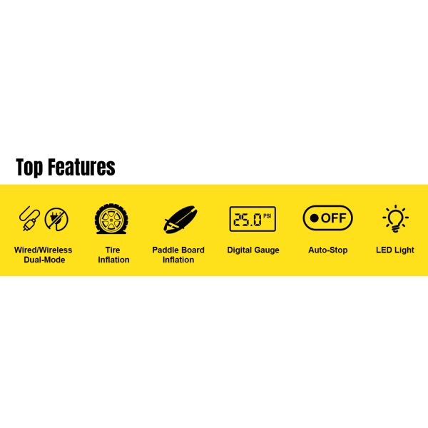 Paddle Board Electric Pump Portable Rechargeable SUP Air Pump, 16000mAh  capacity Inflation & Deflation, Auto-Off for Stand Up Paddle Boards, Boats, Kayaks and Tent