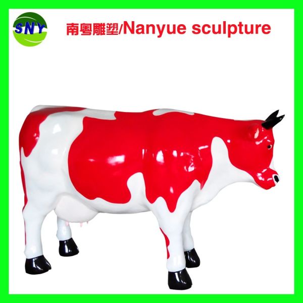 customize size fiberglass animal  statue colorful cow model as decoration statue in garden /square / shop/ mall