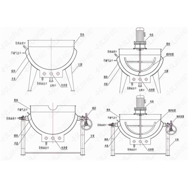 300L 400L 500L Stainless Steel Jacketed Kettle / Gas Steam Kettle With Mixer