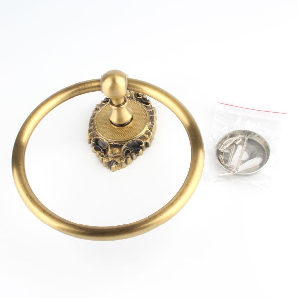 Hotel Home Bathroom Towel Rack Round Brass Wall-Mounted Organizer for Space Utilization