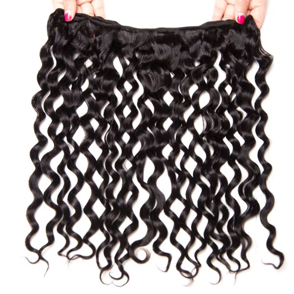 Human Hair Brazilian Water Wave 100% Human Hair Weave Bundles Natural Hair Extensions 1B#