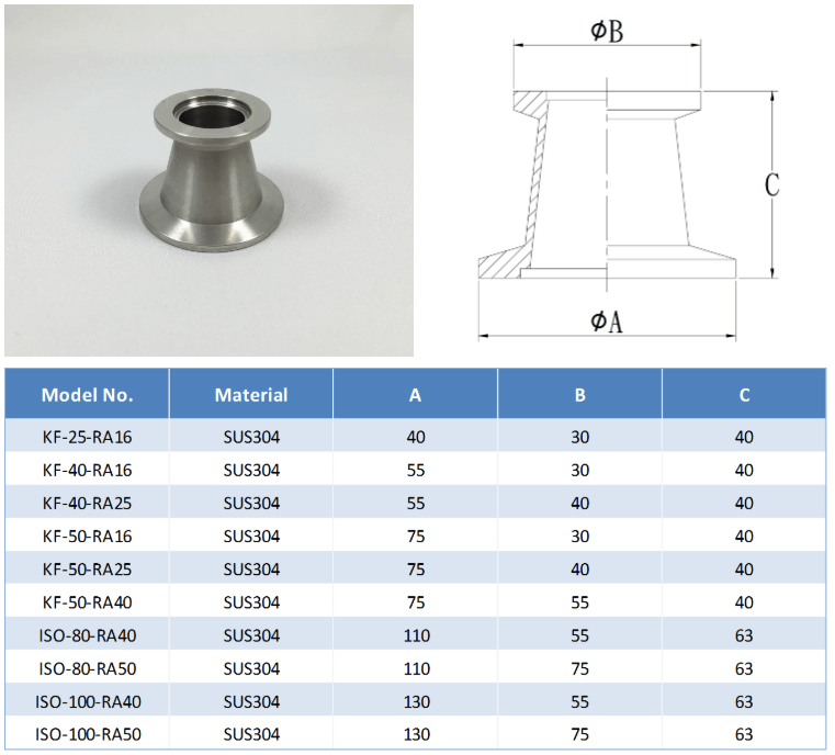 Vacuum Pipe Fittings Clamp Conical Reducers