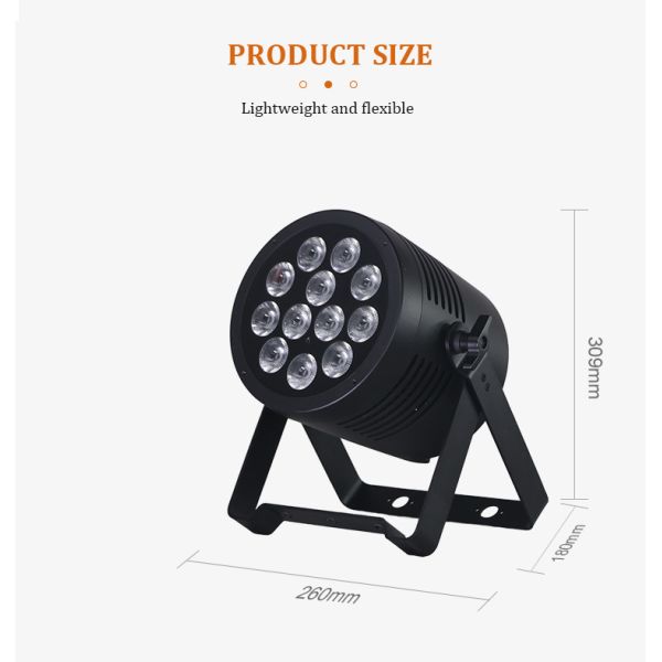 Aluminum Alloy RGBWA UV LED Flat Par 12x20W Lighting DJ Par Cans Dmx 512 Light Wash Stage Lighting for Church