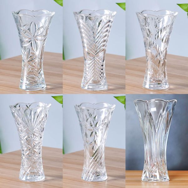 Diamond Design Glass Flower Vase Durable With Super Heavy And Thicken Wall