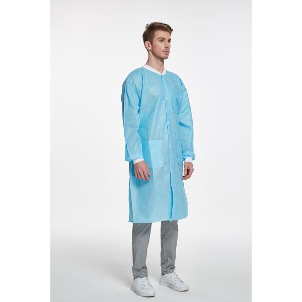 Nonwoven disposable Laboratory coat 3-layer SMS Full Length Lab Coat