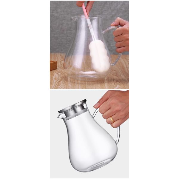 Clear Tempered Glass Water Pitcher Iced Tea Carafe With Stainless Steel Lid
