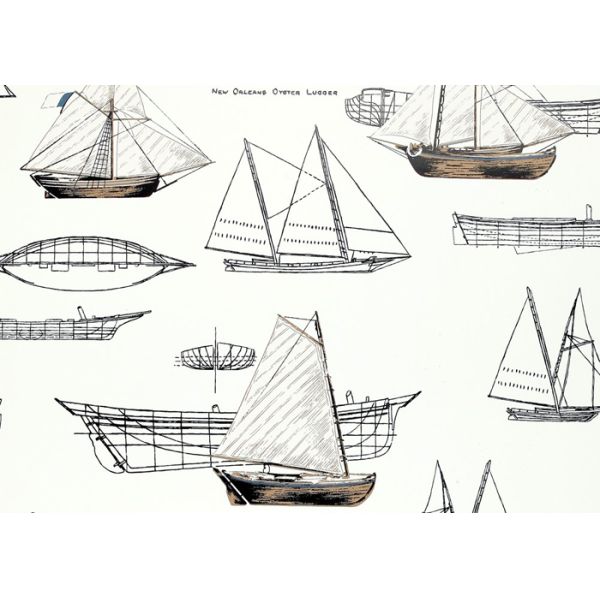 White Boat Pattern Modern Removable Wallpaper , Luxury Non Woven Wallcovering