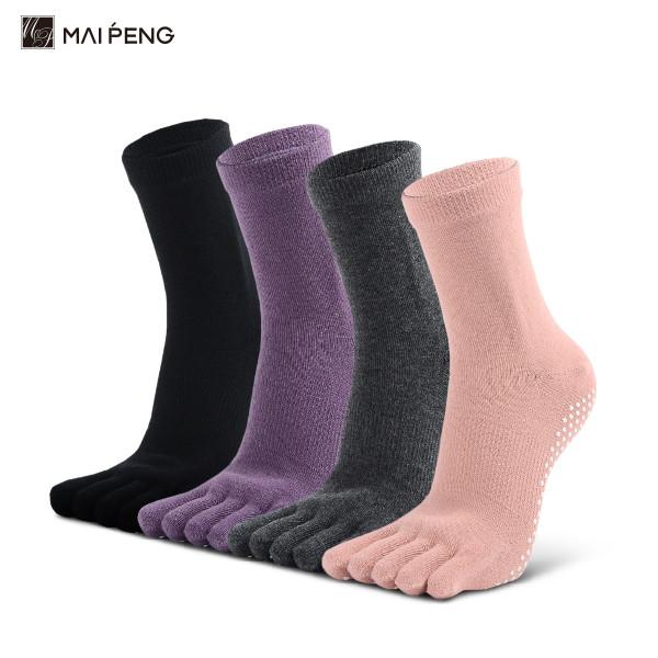Custom Soft Cotton Non Slip Yoga Socks For Women Five Toe Grip Yoga Socks