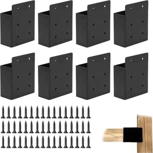 4 Pack Corrosion Resistant Steel Pergola Brackets - Black UV Resistant