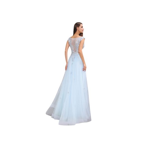 Blue Breathable Middle Eastern Bridesmaid Dresses Printed Fabric For Party