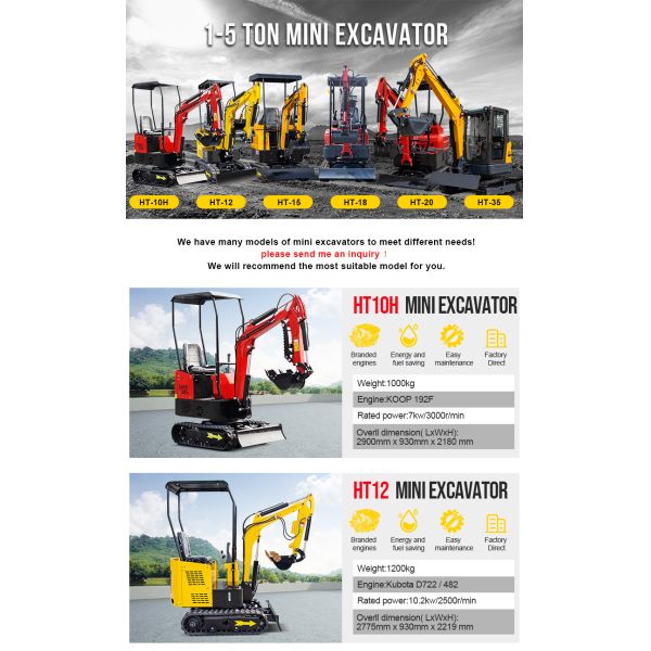 HT30 Mini Excavator with Kubota D1105 Engine Load-sensing Hydraulic System