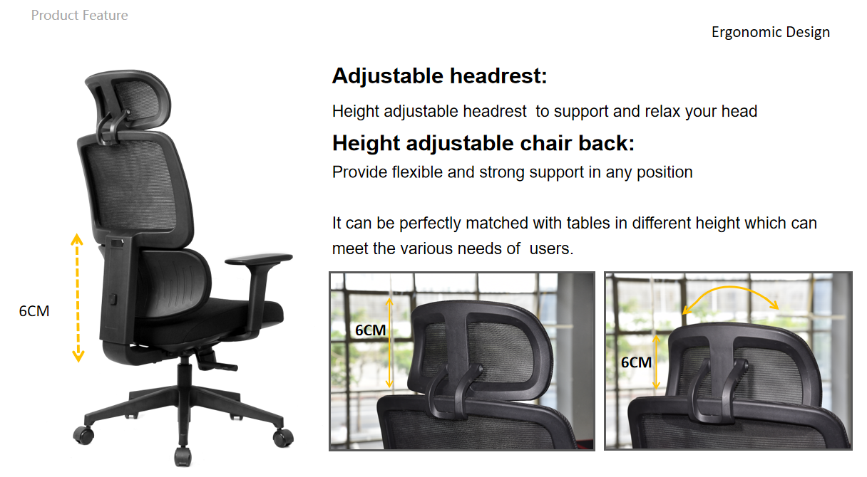 Стул офиса шарнирного соединения подлокотника заголовника стула поясничного наличия ANSI регулируемый