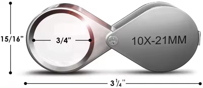 10X Magnification Jewelers' Loupe with Foldable Design and Durable Metal Construction for Jewelry Inspection