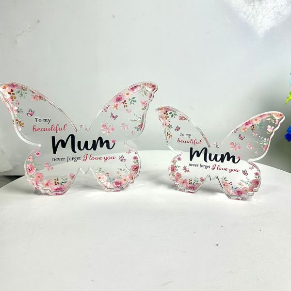 Стильная акриловая бабочка Благодарственная табличка для Дня матери Подарок-сюрприз Декорация рабочего стола с настраиваемой печатью