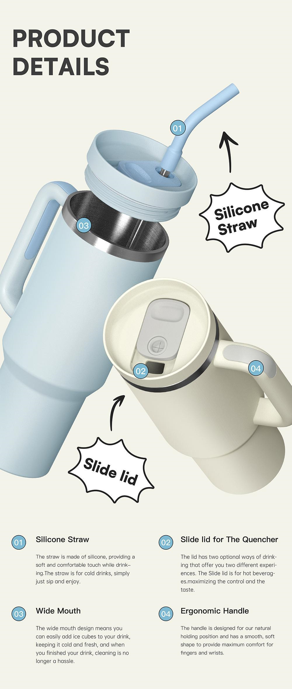 Customized New Cross-border Sliding Dust-proof Cover Insulated Cup 304 Stainless Steel 40oz Car Cup Vehicle-mounted Ice King Cup