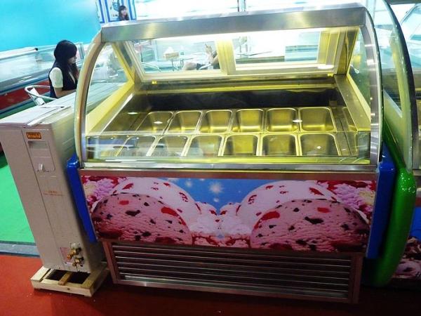 Gelado de aço inoxidável da estação da sobremesa que mergulha os tanques do congelador 16 da exposição
