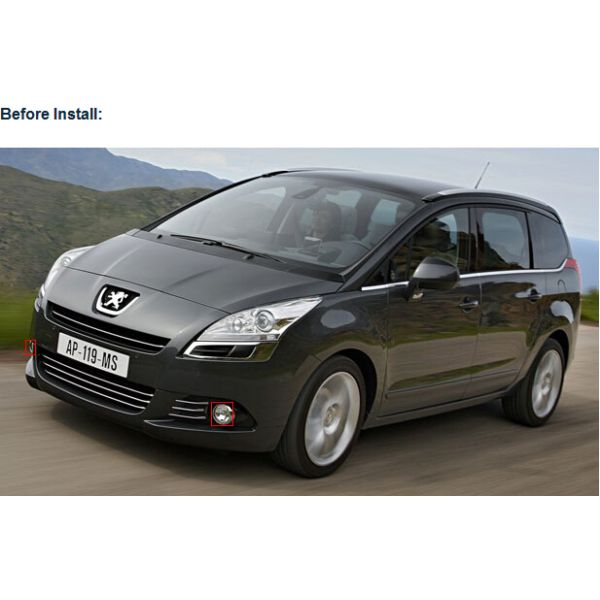 Peugeot 5008 front fog lamp assembly installation LED daytime driving lights