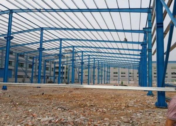 Durable Steel Structure Workshop Painted / Galvanized Surface With 0.5KN/M2 Snow Load