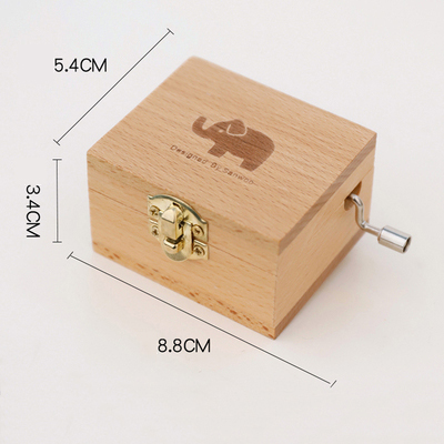 Christmas Holiday Wooden Jewelry Music Box with Silk-Screen Printing and Burned Design