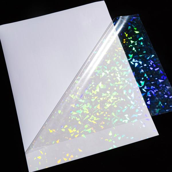 Broken Glass Pattern Glossy Lamination Waterproof Holographic A4 Size Cold Laminate Film