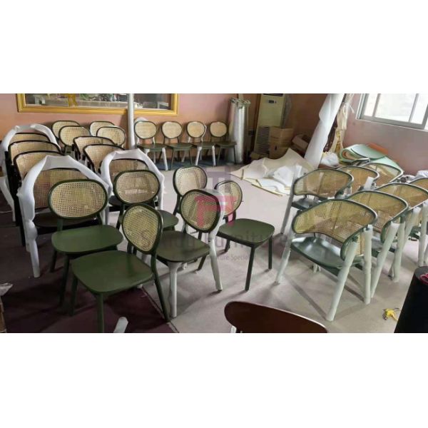 Ash Wood Round Cane Back Armless Dining Chair 0.36cbm