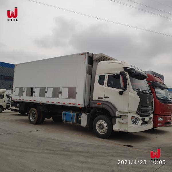 4 cilindro tri Axle Reefer Trailer 350hp único Axle Box Truck