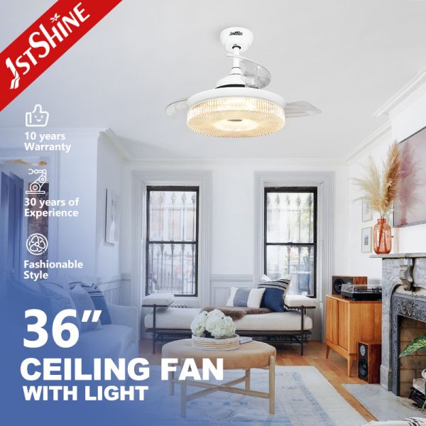 CE Smart Wifi Control Invisible Ceiling Fan Light for Bedroom 36 Inch