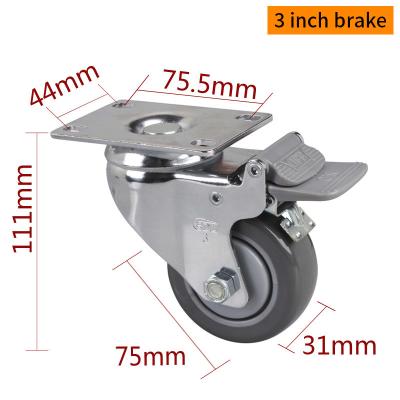 ISO9001 Industrial Plate Mount Caster Wheels 3 inch 75mm  5723P-77