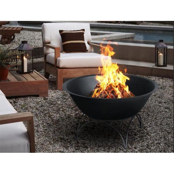 80cm Black Painted Outdoor Wood Charcoal Burner Round Metal Fire Bowl Pit