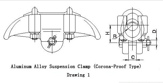 Aluminum Alloy Cable Suspension Clamp 500KV CGF Type Easily Operating