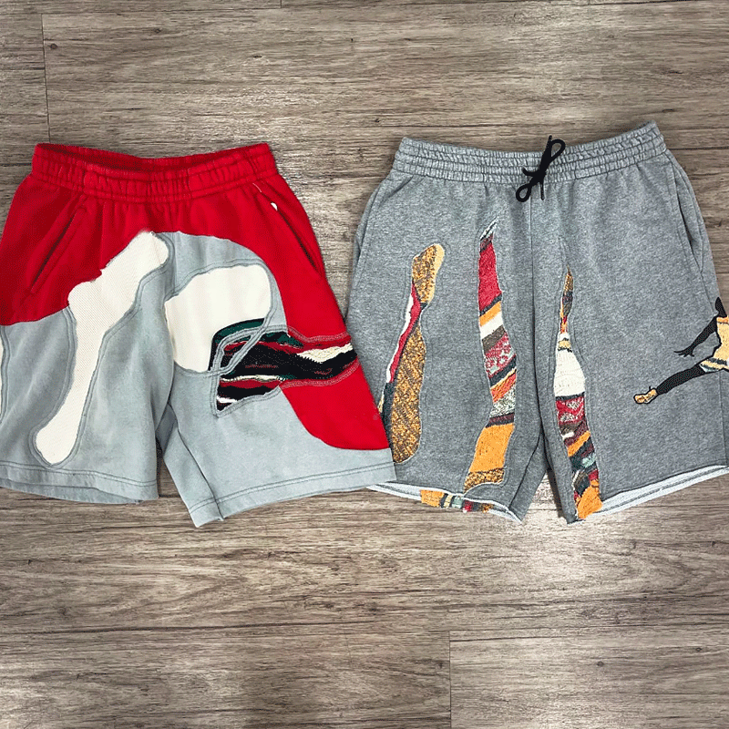 Logotipo personalizado Calidad de ropa callejera de peso pesado algodón francés parche de angustia vintage sol desvanecido lavado ácido francés shorts Terry hombres