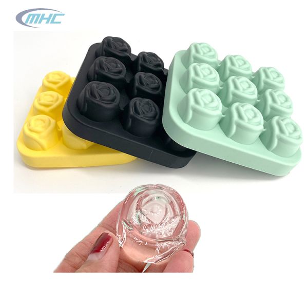 Pequeña cavidad sostenible 9 de Rose Shaped Ice Cubes Maker del silicón 1,2 pulgadas