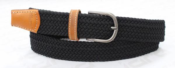Black / Red Polyester Men's Elastic Braided Stretch Belt Elastic Tape Decoration