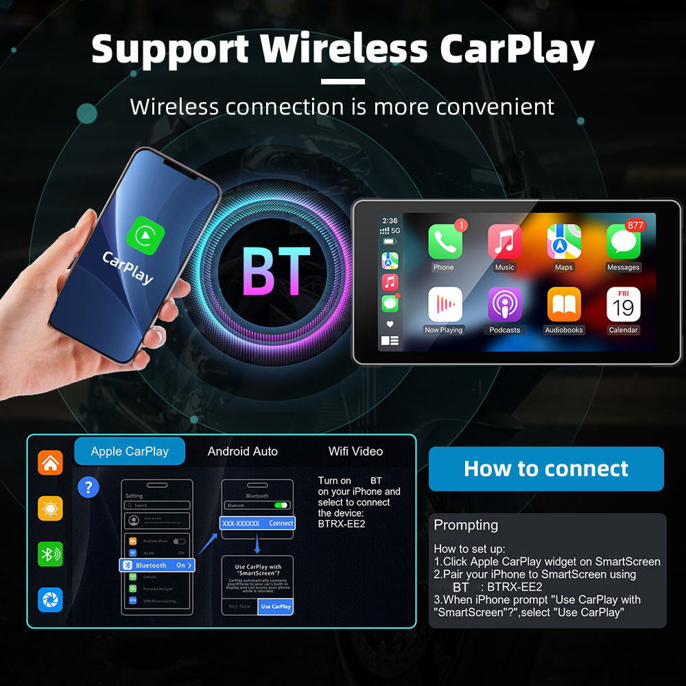 GRANDnavi 5.5 дюймовый портативный монитор CarPlay Мотоциклет навигационное устройство мультимедиа водонепроницаемый уровень IP66