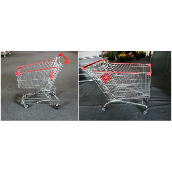 Корзина бакалеи складная, покрытый порошок вагонетки покупок 4 колес