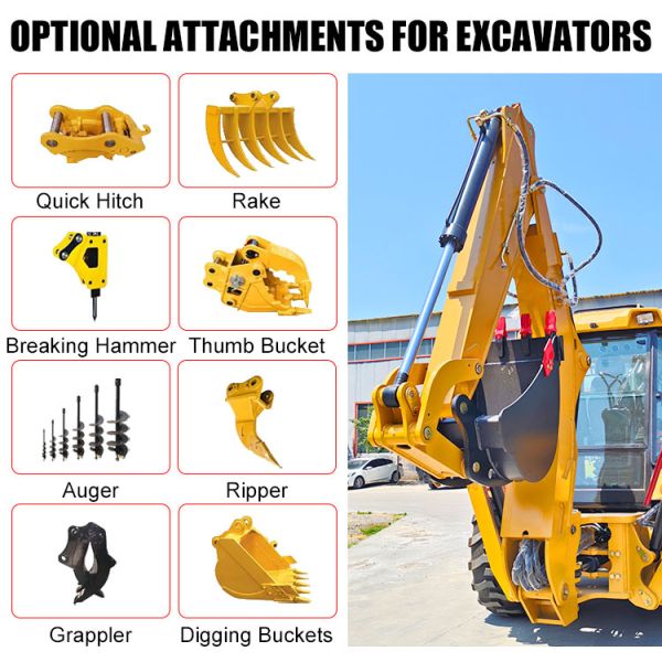 Compact Backhoe Loader with 75 KW Diesel Engine 1.3m³ Bucket Capacity and 2800 KG Loading Lifting Capacity