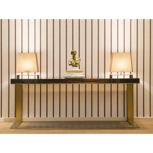 Contemporary Luxury Brushed Brass Stainless Steel Frame Wood top Console table
