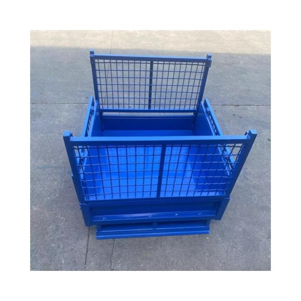 Steel Collapsible Pallet Container , Stackable Rigid Wire Containers With Targets On Feet