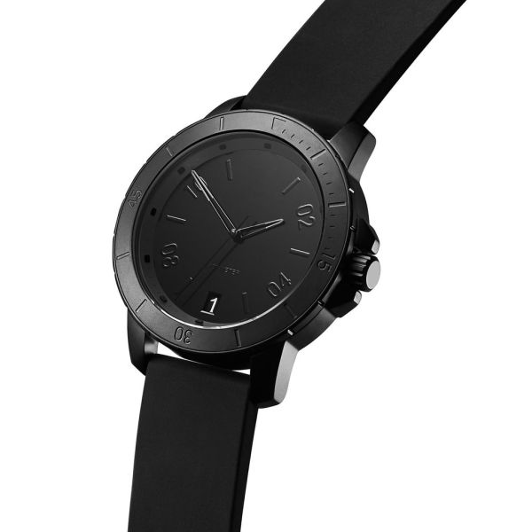 Modern Black Minimalist Waterproof Watch Mineral Crystal With Stainless Steel Case