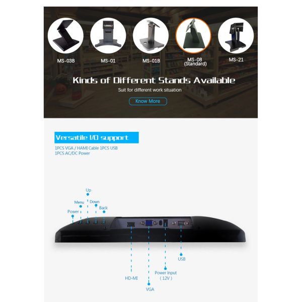 Бренд 1280*1024 Lcd OEM стойка металла держателя стены монитора экрана касания 17 дюймов