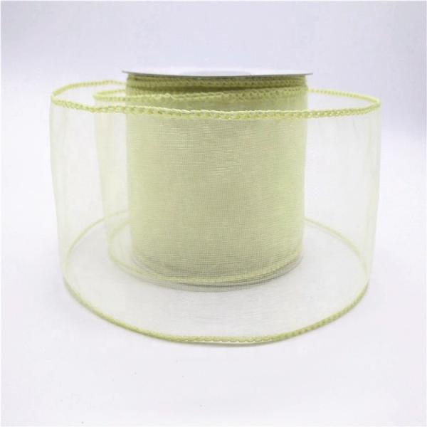 Light Purple / Yellow Wired Satin Edge Organza Ribbon Double Face Style