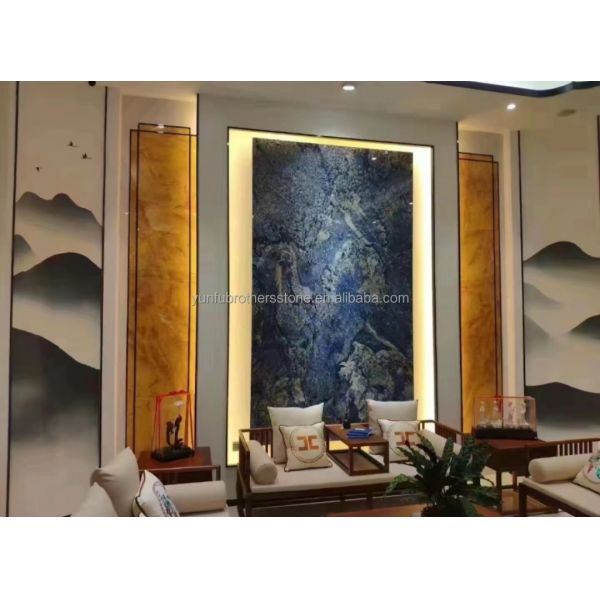 Modern Luxury Brazil Hotel Kitchen Countertop Dark Blue Sapphire Marble Stone Big Slab