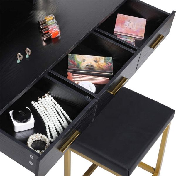 Bedroom MDF Wood Bedside Table 160cm Height Touch Screen Mirrored