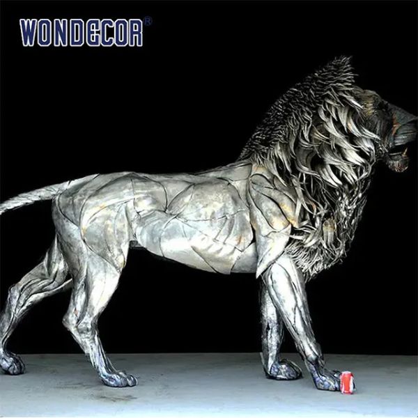 Outdoor Decor Forged Metal Sculpture WONDERS Lion Metal Sculpture