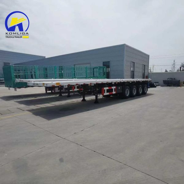 3 Axles 4 Axles Semi Skeleton Trailer Flatbed Trailer with Side Beam 16mm Channel Steel