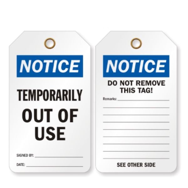Plastic Tag Out Of Use Tag White Rectangle Polyester Safety Tag