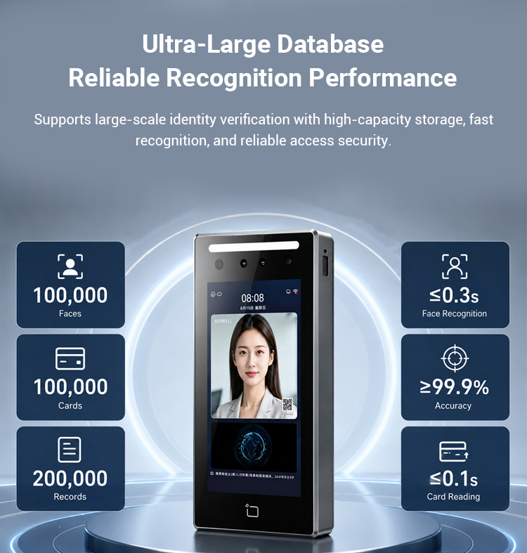 7 Inch Face Recognition Access Control Terminal with Android System for Smart Building Security Applications