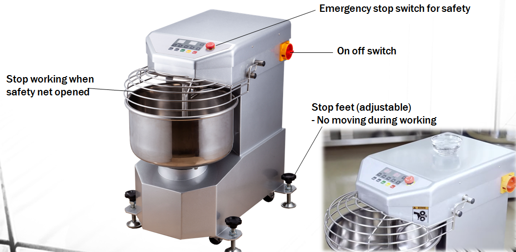 Spiral Mixer 10 Speeds CE UKCA Approved 10 - 34L Digital Controlled Patent Design