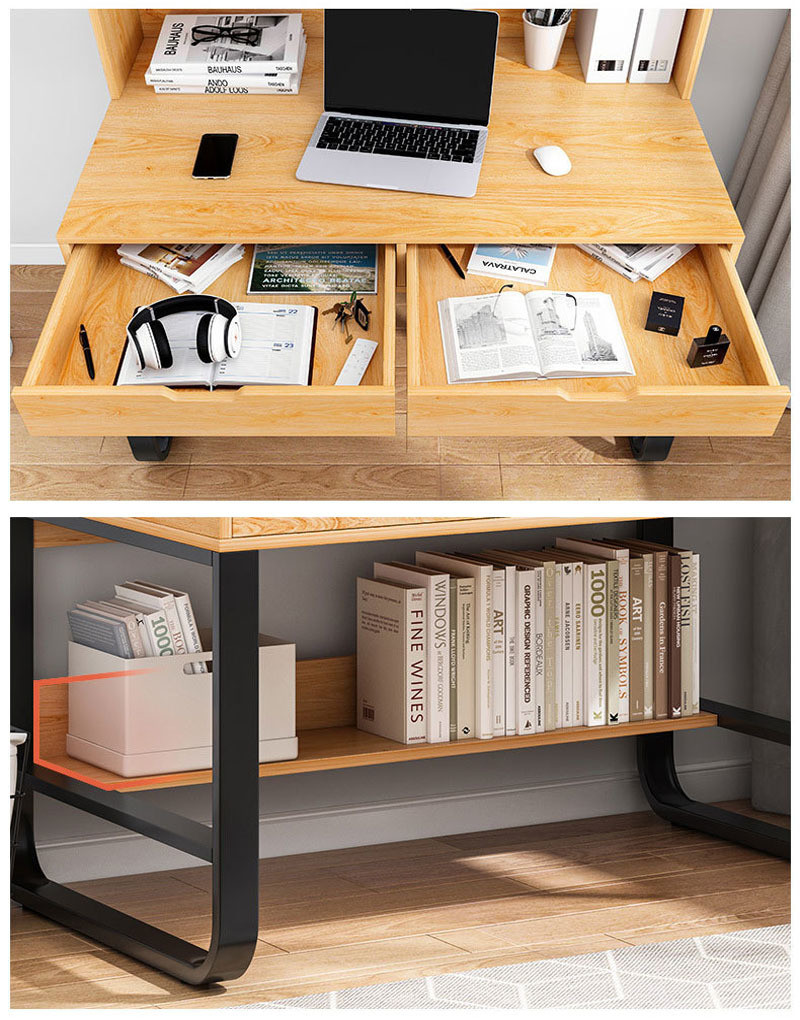 ISO9001/ISO14001 Certified Work Desk with Storage Shelves Modern Home Office Essential